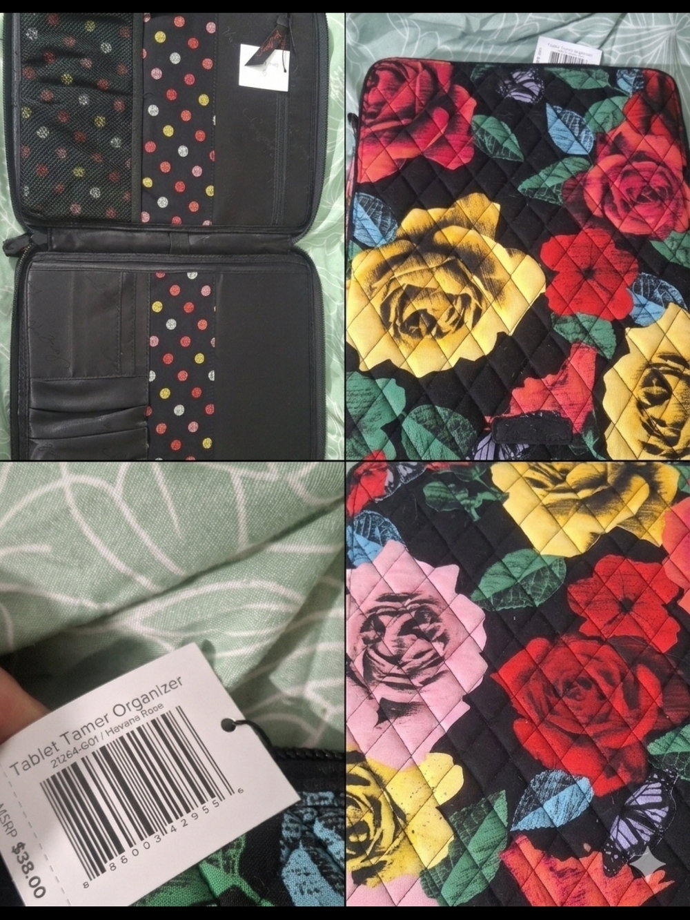 Vera Bradley Quilted Tablet Tamer Organizer in Multicolor Havana Rose Print